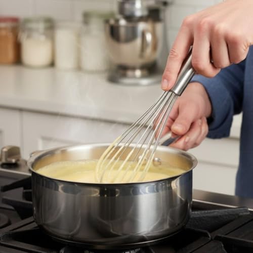 Soro Essentials- 12" Stainless Steel French Whip Whisk with Thick Rigid Wire- Wire Whisk Kitchen Whisk Balloon for Whisking Cooking Beating Blending Stirring Ingredients Mixing Sauces Baking Cake - size: 12 Inch