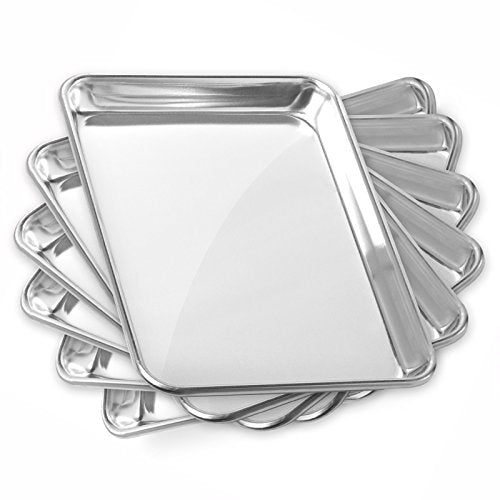 GRIDMANN 9" x 13" Commercial Grade Aluminum Cookie Sheet Baking Tray Jelly Roll Pan Quarter Sheet - 6 Pans - size: 9 x 13 - Standard