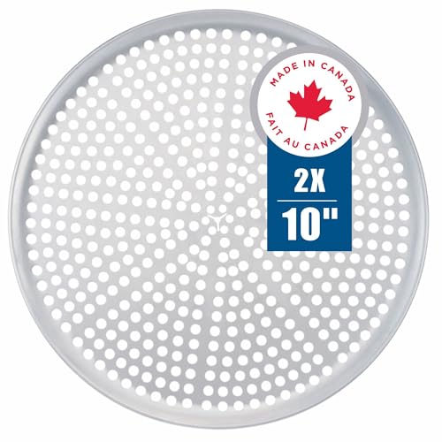 Norjac Pizza Pan with Holes, 10 Inch 2 Pack, Aluminum Pans for Oven, Round, Rust-Free & Heavy-Duty, Perforated Baking Tray for Crispy Crust - size: 10in-2pk