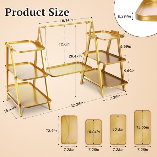 Metal 3 Tier Cupcake Stand, Swing Design,Cake Stand with Trays,Gold - color: 1-Gold
