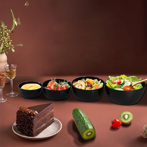 4-Piece Halloween Classic Plastic Bowls with Lids - 8/16/24/32oz - color: Black
