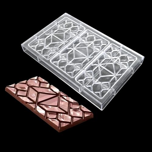 Polycarbonate Chocolate Molds Rectangle Shape 3D Pattern Chocolate Bar Mold 3 Pack Durable & Flexible Candy Moulds for Homemade Chocolates, Baking & Desserts - BPA-Free (E_ Rectangle) - size: E_ Rectangle