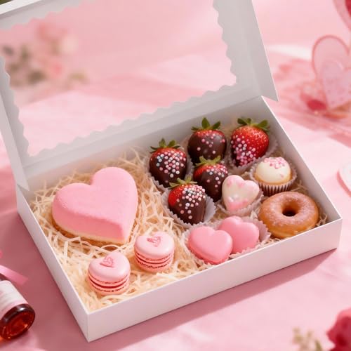 Dayacoco 40pcs Bakery Boxes with Window, 16x11x2.5 Inches, Donut Boxes