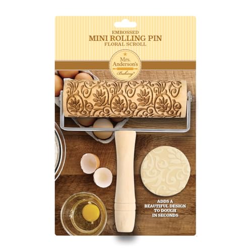 Mrs. Anderson's Baking Mini Embossing Rolling Pin, Floral Scroll Design - style: Floral Scroll, Mini
