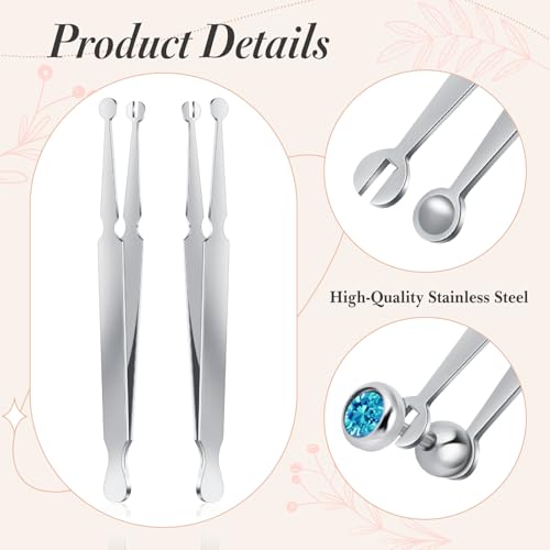 2 Pcs Piercing Ball Grabber Tool, 3mm Piercing Barbell Clamps Tool - size: Common
