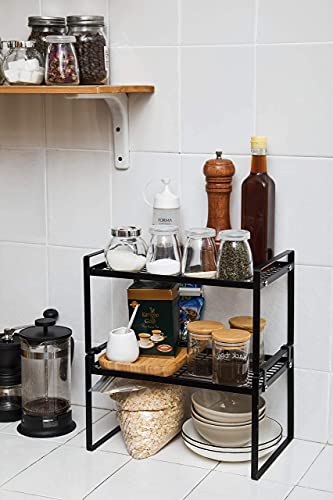 Shantton Cabinet Shelf Organizer, Pantry Shelf Rack, Black 13x8.3x7.3 - color: Black, size: L13" W8.3" H7.3"