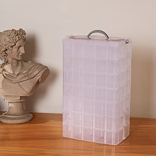 Sooyee 7 Layers Stackable Storage Container, 70 Adjustable Compartments Stackable Storage Container for Kids Toys, Art Crafts, Jewelry, Supplies, Mini Case & Letter Sticker Included,Clear (Pack of 2) - color: Clear, size: 7 Tier (Pack of 2)