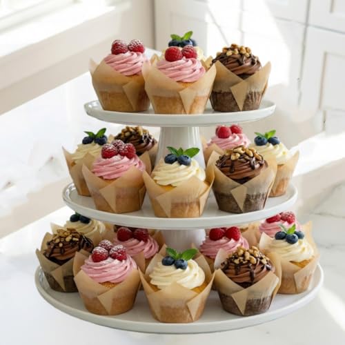 120Pcs Standard Tulip Cupcake Liners, Natural Muffin Baking Cups