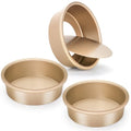 6 Inch Round Cake Pan Set of 3, Nonstick Coating Baking Round Cake Pans with Remvable Bottom for Birthday Layered Cakes,Party, Circle Cake Tins With Wider Grips for Oven Air Fryer, Gold - color: 6-Inch Cake Pan Set of 3 Gold