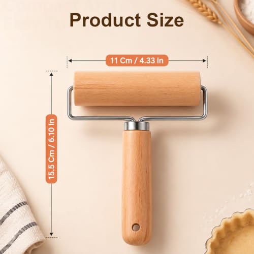 Small Rolling Pin, Wooden Dough Roller, Non-Stick Pizza Roller