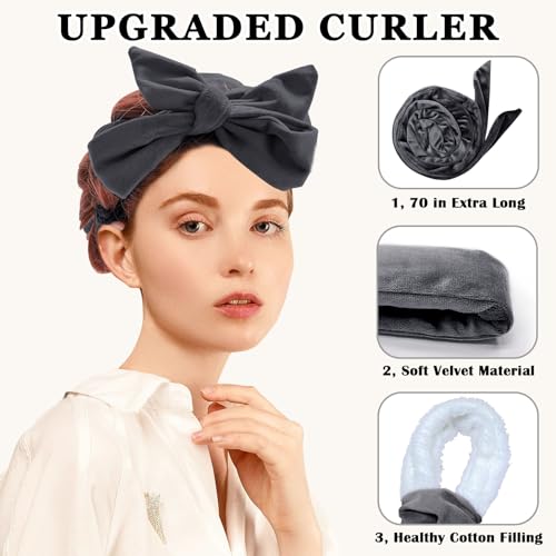 Gwabee Velvet Heatless Curls Overnight Hair Curlers to Sleep In - color: Grey