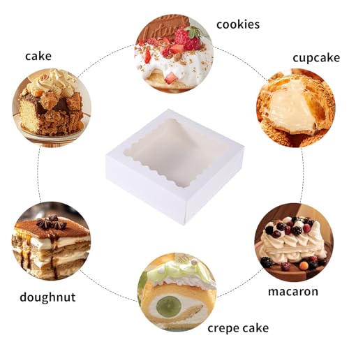 36 pcs 10x10x2.5 Inches Cake Box with Window, Bakery Pastry Cookie Boxes, Mini Pie for Pastry,Dessert,Strawberries,Chocolates (White, 10x10x2.5 Inch/36pcs) - color: White, size: 10x10x2.5inch/36pcs