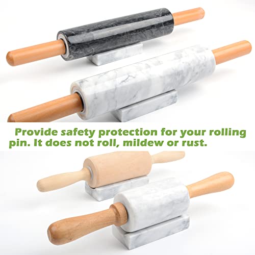 Marble Rolling Pin Holder,Rolling Pin Display Rack,Suitable for Storing Rolling Pin,Pizza Roller,Spoon,Knive,Fork and Other Kitchen Utensils,Set of 2(White Grey) - color: White Grey