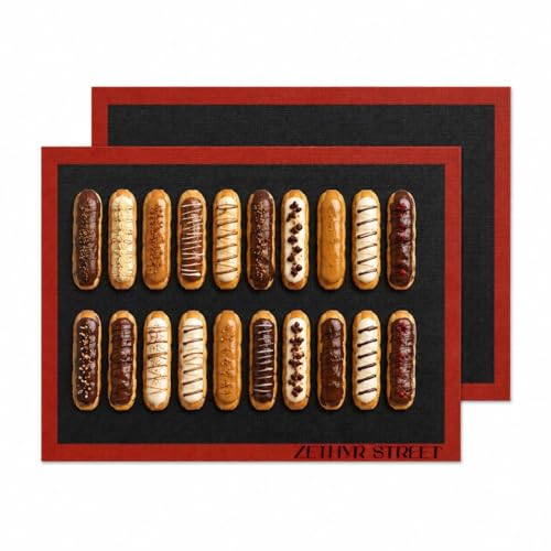 Perforated Silicone Baking Mats - Eclair Mat, Full Sheet 15x23in, Pack of 2 - size: Full Sheet Size - 15" x 23"(Pack of 2)
