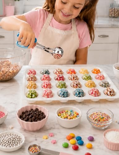 Cake Pop Mold Kit,3D Printed Cake Pop Cutter and Pusher,Cake Pop Roller Mold ,2 Pcs Acrylic Stands,24-Cavity Round Silicone Tray,500-Wrapping Set,Complete Baking Supplies for Party, Birthday,Wedding