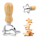 Star Cookie Stamp Cutter, Wood Handle Fluted Edge Ravioli Press - color: Star Shaped