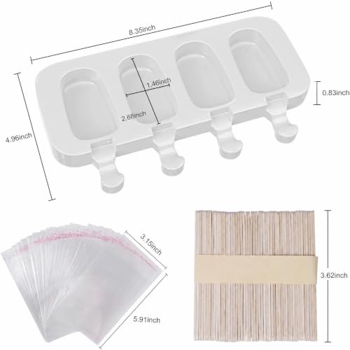 Ozera 2 Pack Popsicles Molds, Silicone Oval Cakesicles Cake Pop Molds Set - color: White
