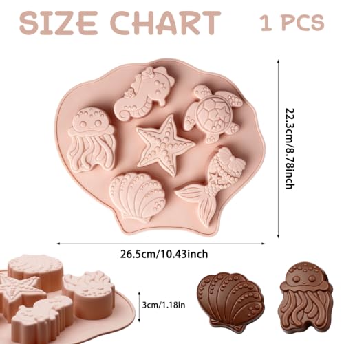 Marine Theme Silicone Mold, Ocean Life Mold for Chocolate Candy Baking - color: Pink-XY078