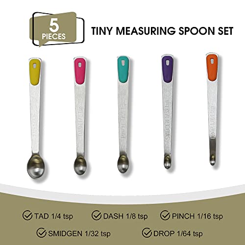 2Pack Small Measuring Spoon Set with Multi-Color Silicone Grip - color: Mix-color