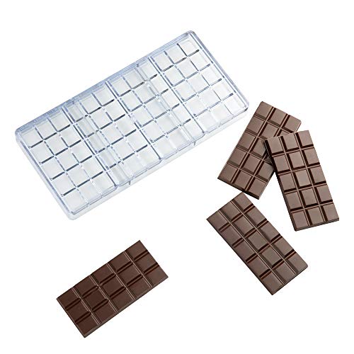 Restaurantware-Pastry Tek 10.8 x 5.3 Inch Chocolate Bar Molds, 10 Break-Apart Chocolate Molds - 4 Cavities, Freezer-Safe, Clear Polycarbonate Candy Mold, For Protein and Energy Bars, Food Grade - size: 10 Count | 10.8 x 5.3 Inch, style: Break-Apart w/ 4 C