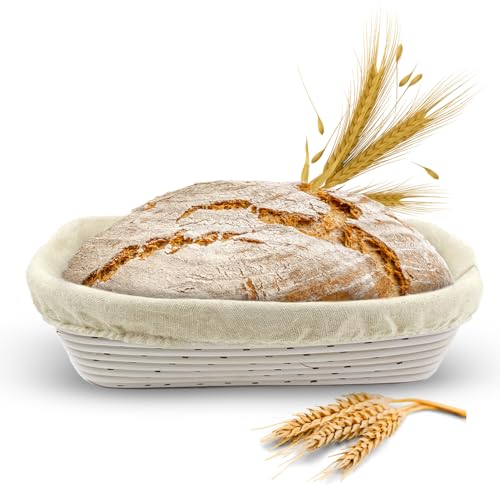 Vollum Banneton Bread Proofing Basket with Liner – Rectangular Brotform - size: 12.25" x 6" x 3.5"H, style: Rectangular