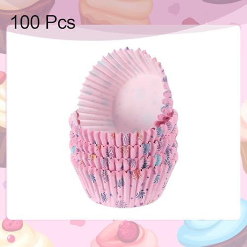 HARFINGTON 100 Count Cupcake Liners Cupcake Cups Sugar - color: Sweet Pink