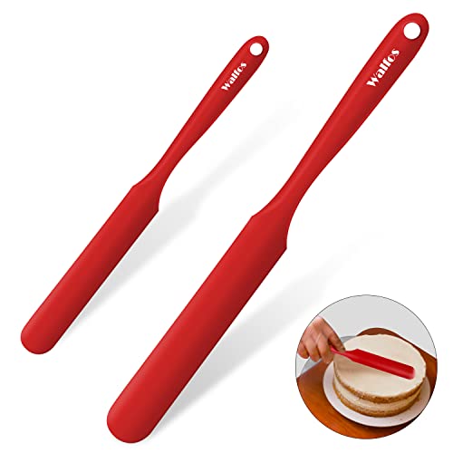 Walfos Silicone Jar Spatula - High Heat Resistant Kitchen Spatulas(450°F）,Cake Cream Butter Spatulas, for Cooking Mixing -BPA Free and Dishwasher Safe Mixing Batter Scraper Spatula, Red(2pcs) - color: Red, size: 2 pieces Jar Spatulas 450°F