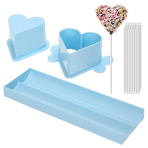 Heart Cake Pop Mold Set with 9in Tray and Sticks- Blue - color: Light blue（Heart）