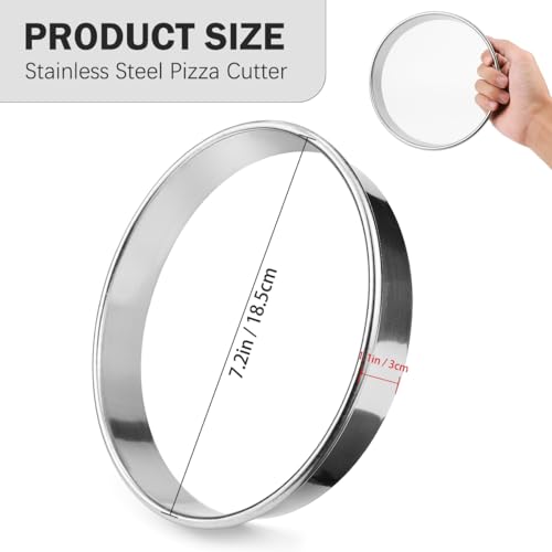 7 Inch Round Cookie Cutter - Stainless Steel Muffin Doughnut Ring Mold for Mini Pizzas, Pastries - size: 7 inches