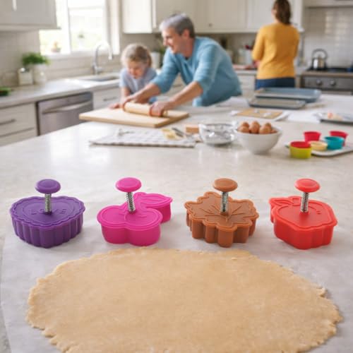 Mrs. Anderson's Baking Pie Crust Cookie Cutters, Set of 4, Spring-Action Embossing Cutters For Pie Crusts, Cookies, And Pastry Dough - style: Pie Crust Cutters