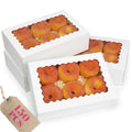 qiqee Auto-pop up Bakery Box with Window 9"x6"x2.5" 150Pcs Bakery Box White - color: 9x6x2.5, 150Pcs, White