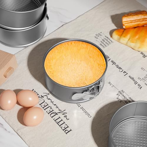 4 Pcs 6 Inch Nonstick Springform Cheesecake Pan with Removable Bottom Gray - color: Gray, size: 6 Inch