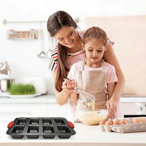 2 Pack Mini Loaf Pans, 8 Cavity Loaf Baking Pans With Silicone Handle Black - color: Black, size: 2 Packs 8 Cavity Mini Loaf Pan
