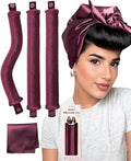 Littles Heatless Curls Overnight Rods Velvet Hair Curler to Sleep in No Heat Heatless Curling Iron Foam Sponge Flexi Rods Hair Rollers for Long Short Hair Care Styling Tools - color: Burgundy