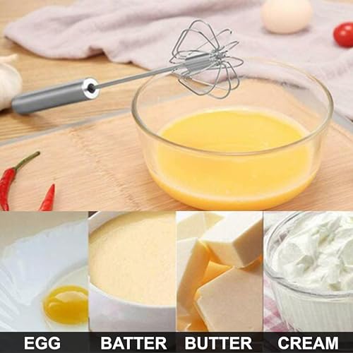 Stainless Steel Whizzy Whisk, Semi Automatic Whisk Egg Whisks Mixer for Stirring, Blending, Whisking, & Beating Blender, Hand Push Mixer (10 inches)