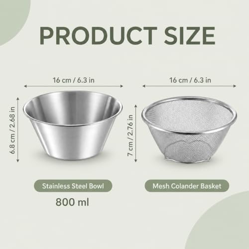 Berry Colander Bowl, 304 Stainless Steel Small Colander Strainer