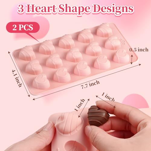 Heart Chocolate Mold, 2Pcs Heart Silicone Molds - color: 2Pcs Pink & Green