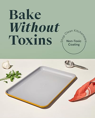 Caraway Non-Stick Ceramic Medium Baking Sheet Duo - color: Marigold, size: 2x Medium 10" x 15"