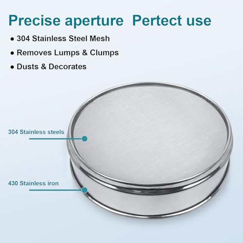 7.9" (20cm) 304 Stainless Steel Lab Sieve, 60 Mesh (0.3mm) Screen Sifter - size: 60Mesh(0.3mm)/Ф7.9in