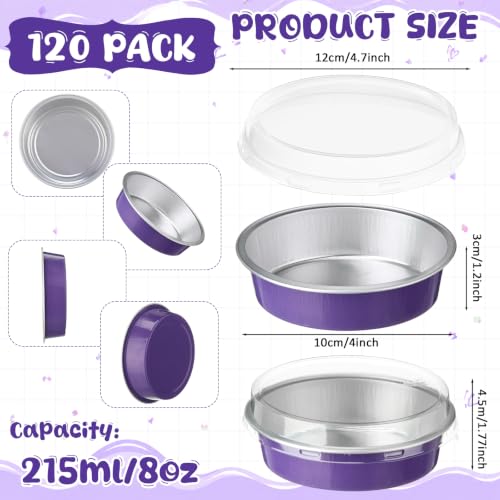 Yinder 120 Pcs Halloween Cake Pans with Lids, 8oz Pie Tin for Party, Purple - color: Purple