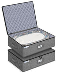 punemi Hard Shell China Platter Storage Containers for Moving, 2 Pack, Grey - color: Grey, style: Platter storage 2pcs