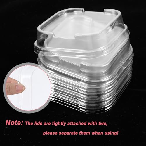 100 Pack Mini Cake Pans with Lids, 5oz Dessert Cups Aluminum Foil Mini Cupcake Cups, Square Disposable Muffin Baking Tins Dessert Containers for Christmas Wedding Birthday Winter Party