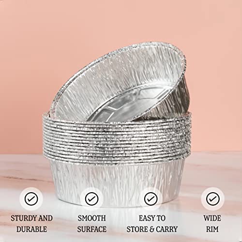 PLASTICPRO 8'' Inch Round Tin Foil Pans Disposable Aluminum, Deep Freezer & Oven Safe - For Baking, Cooking, Storage, Roasting, & Reheating, Pack of 20 - size: 8'' Round