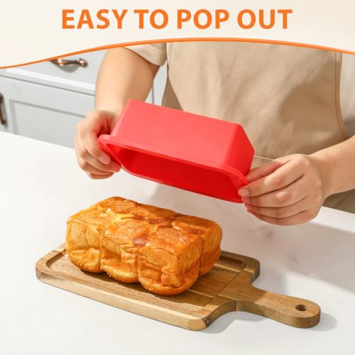 CAKETIME Mini Loaf Pans - 5.7 x 3.3 IN Silicone Bread Loaf Pans for Baking - color: Red, size: 5.7 X 3.3"