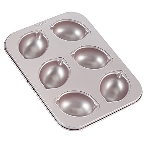 CHEFMADE Muffin Cake pan, 6-Cavity Non-Stick Lemon-Shaped Bakeware for Oven Baking (Champagne Gold) - size: 02 - 6 Cups