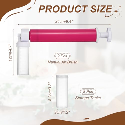 uxcell 2Pcs Manual Air Brush Cake Decorating Cake Air Brush Kit Red - color: Red