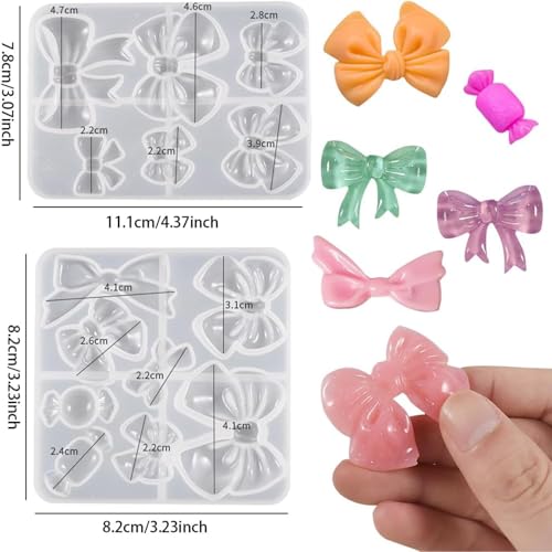 2Pcs Bowknot Chocolate Molds Bow Jewelry Resin Molds Fondant Mold Candy Cake Pop Molds for Cupcake Cake Candy Chocolate Sugarcraft Pudding Decoration