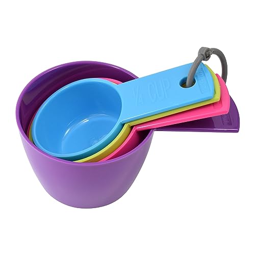 R&M Colorful 5-Piece Measuring Spoon Set – Nesting Plastic Tbsp, 1/2 Tbsp, Tsp, 1/2 Tsp & 1/4 Tsp - style: Measuring Cups