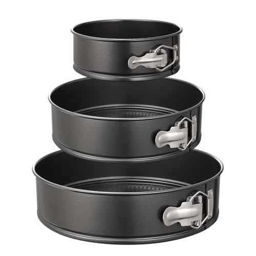 HIWARE Springform Pan Set of 3 Non-stick Leakproof Round Cake Pan Set Includes 3 Pieces 6" 8" 10" - size: 6+8+10 Inch