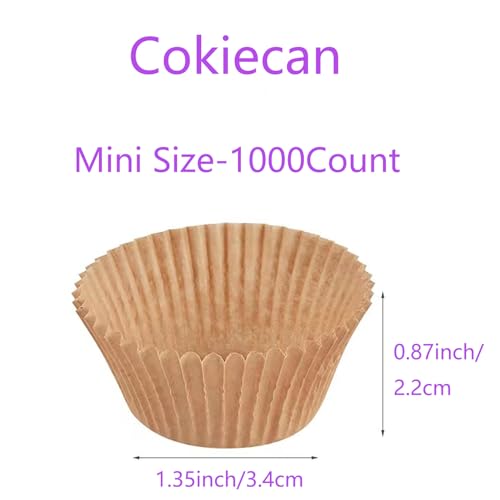 1000-Count Natural Mini Cupcake Liners Small Muffin Liners No Smell Premium Greaseproof Paper Cupcake Wrappers Baking Cups (1.35 Inch Bottom Dia.) - color: Natural, size: Mini/1.35Inch
